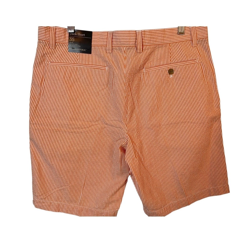Banana Republic Deck Shorts Mens Size 35W Orange Seersucker Slim Fit 9" NWT